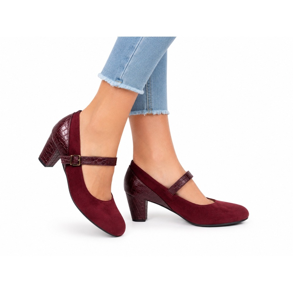 Cushion Walk Vintage Y2K Red Suede Mary Jane Block Heel Pumps Women's Size 7